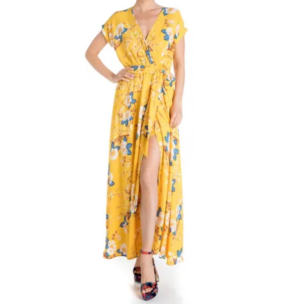 Meghan LA Jasmine Floral Wrap Maxi Dress Size Medium